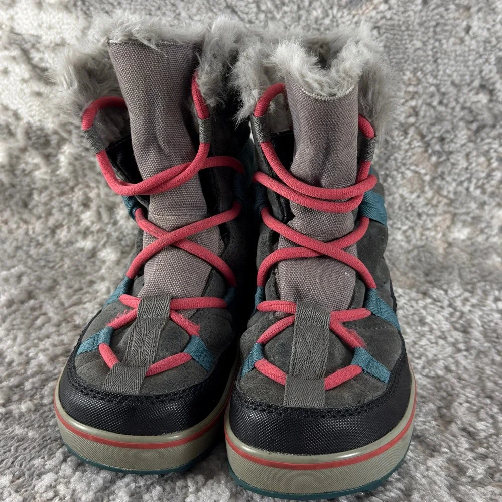 Sorel Size 6.5 Glacy Explorer Waterproof Faux Fur Winter Snow Boots Gray Women